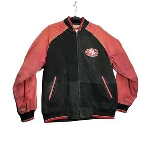 NFL Bomber Jacket Mens Leather Suede San Francisco 49ers Football XL Vintage